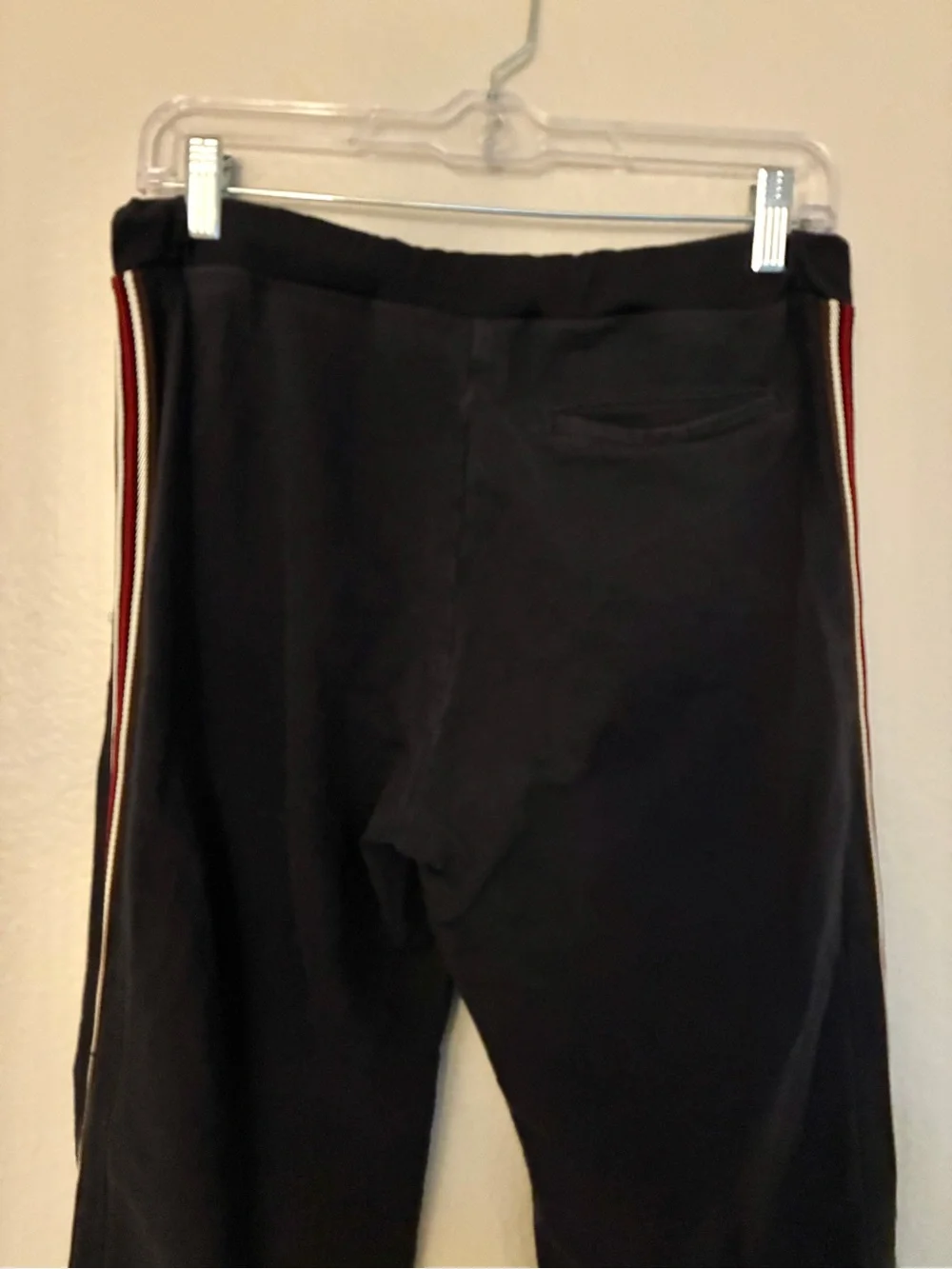 Y2K FD Black Flare Track Pants Red White Side Stripe Bootcut Athletic Pants L